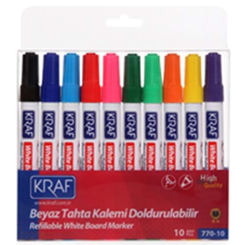 KRAF | BEYAZ TAHTA KALEMİ DOLDURULABİLİR 10 LU 770-10