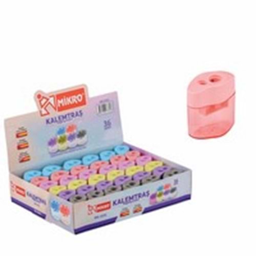 MİKRO | PASTEL RENK ÇİFT GÖZLÜ KALEMTRAŞ - MK 2032-36