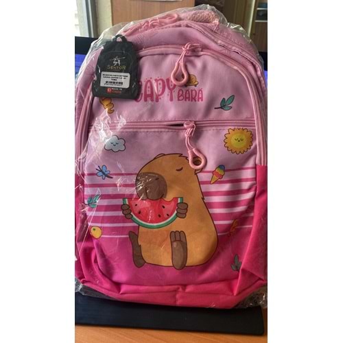 SENTOR | 319274 CAPYBARA İLKOKUL ÇANTASI + BESLENME + KALEMLİK SET - PEMBE