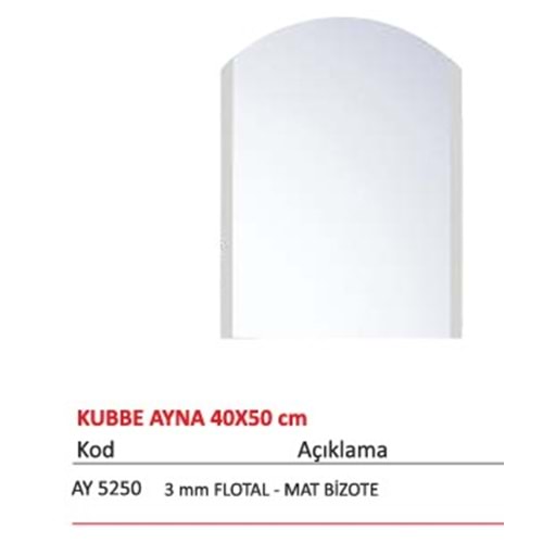 ALZ TEK AYNA 40 x 50 cm KUBBE ( AY5250 )
