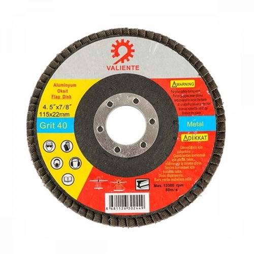 Valiente Flap Disc Alüminyum Oksit 115X22 40Kum Zımpara